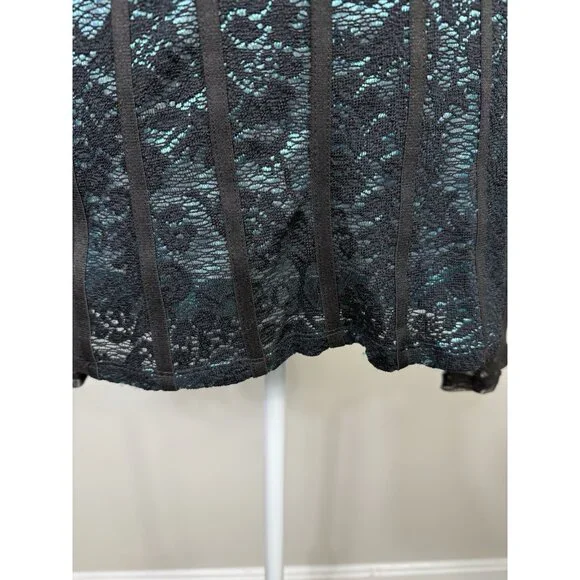 Vintage Black Sheer Corset Lace Long Sleeve Top Fairy Grunge Whimsigoth Sexy L - Picture 6 of 10